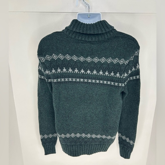 American‎ Eagle Green Geometric Shawl Collar Heavy Sweater Size Medium Athletic - Picture 6 of 13